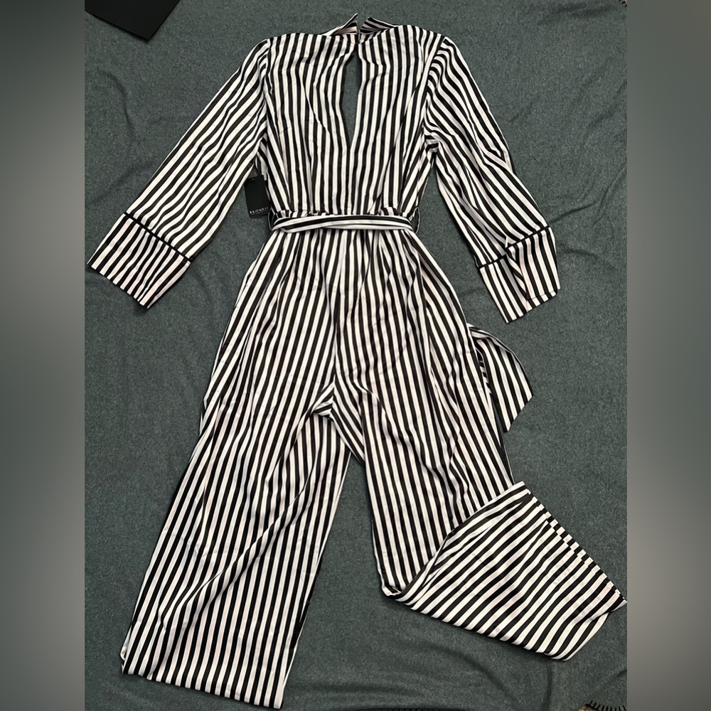 NWT Eloquii Pink and Black Satin Jumpsuit - Picture 4 of 9